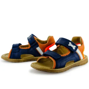 Outlet calf navy + brick Sandalen