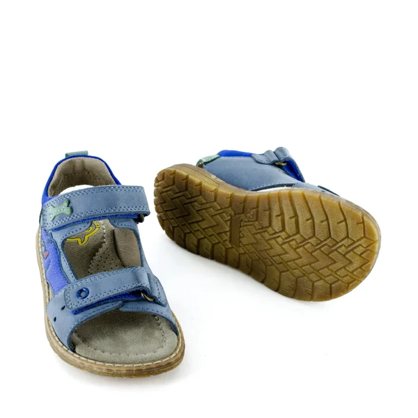 Discount calf denim + electric blue Sandalen