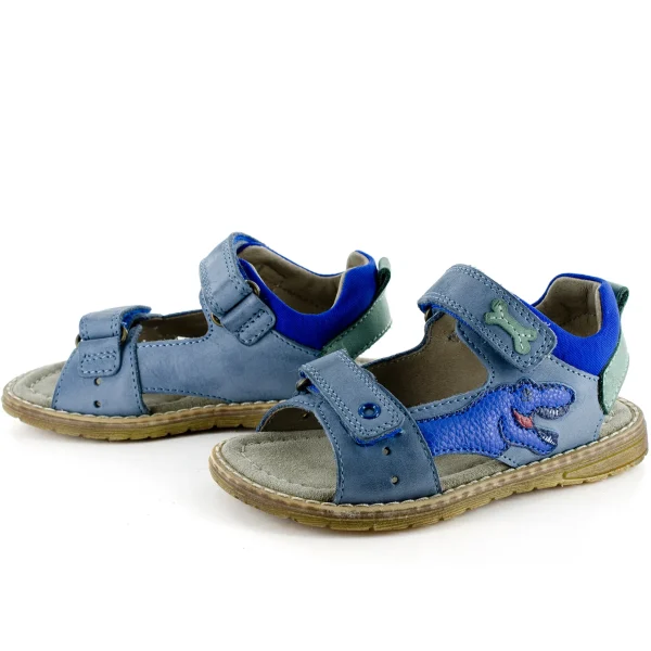 Discount calf denim + electric blue Sandalen