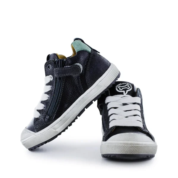 Outlet calf black + l.grey Halfhoge Schoenen