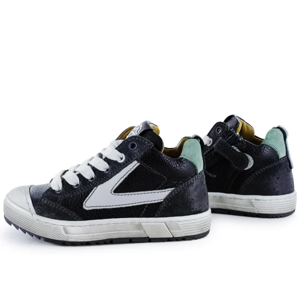 Outlet calf black + l.grey Halfhoge Schoenen
