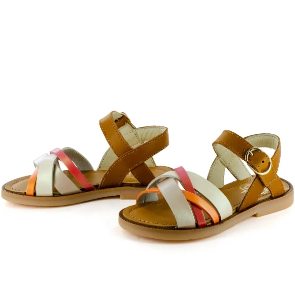 Outlet calf beige + cognac Sandalen