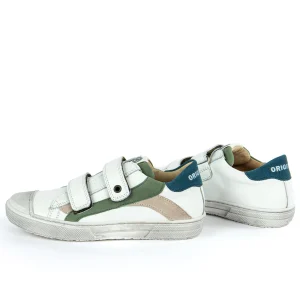 Online calf white + moss Lage Schoenen