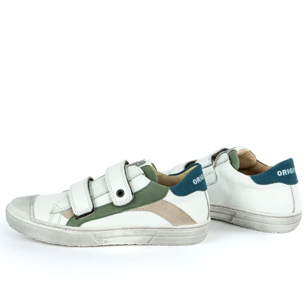 Online calf white + moss Lage Schoenen