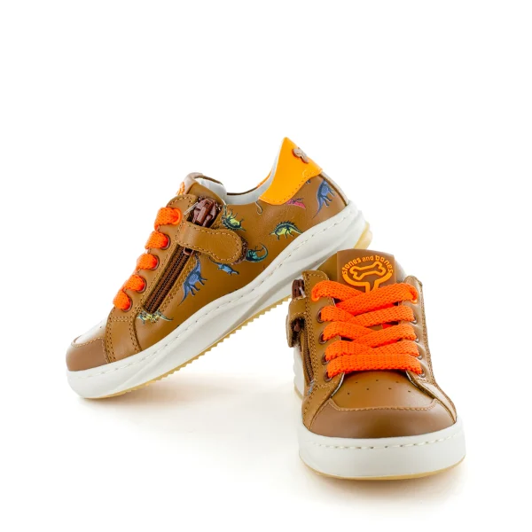Fashion calf cuoio + orange fluo Lage Schoenen