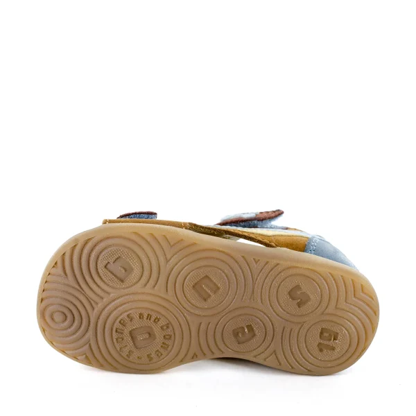 Discount calf cuoio + denim Sandalen