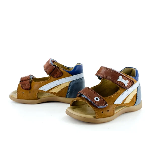 Discount calf cuoio + denim Sandalen