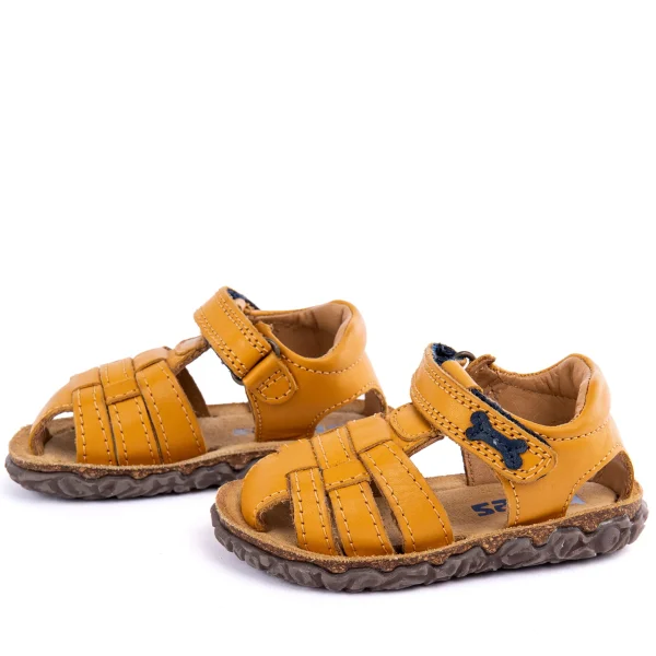 New calf ocre + navy Sandalen