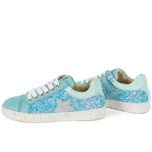 Fashion calf - glitter aqua Halfhoge Schoenen