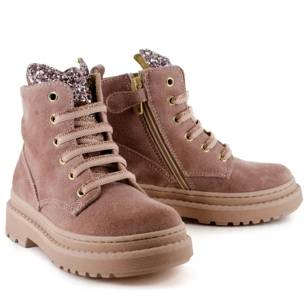 Outlet crs - glitter o.rose + nude Enkellaarsjes