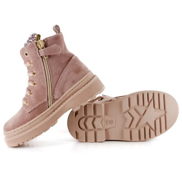 Outlet crs - glitter o.rose + nude Enkellaarsjes